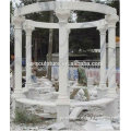 outdoor large hand carved white stone gazebo with 6 columns
